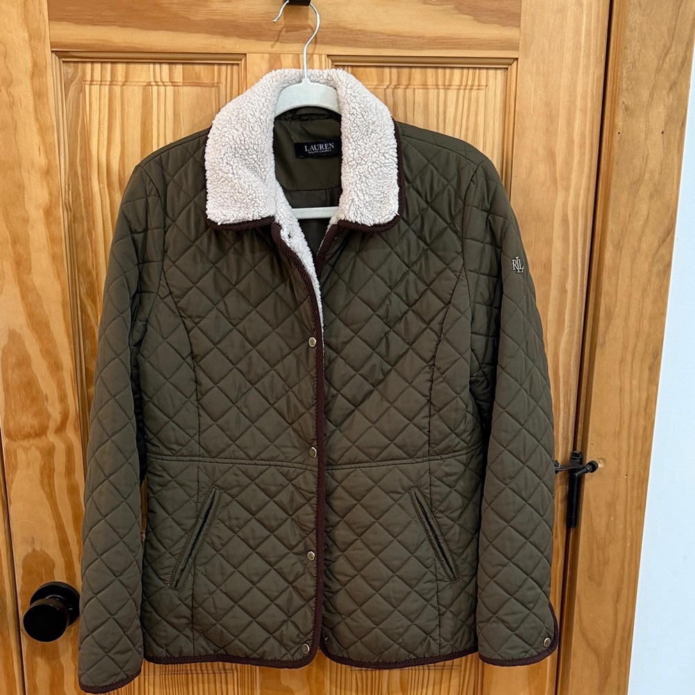 Ralph Lauren Olive Jacket with Cream Collar